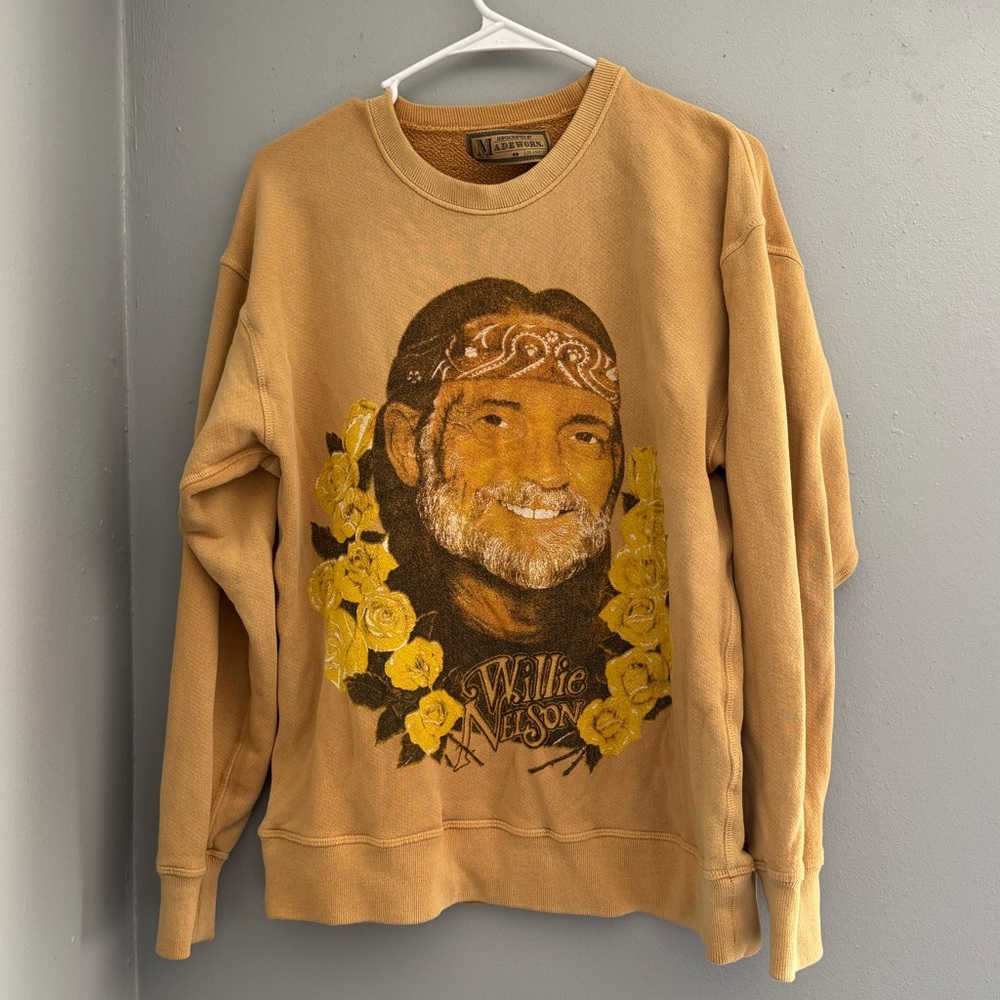 MadeWorn Graphic Crewneck Sweater - Tan and Yellow